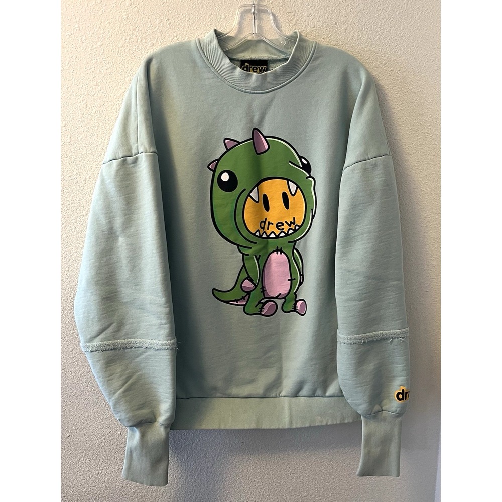 Drew House Dino Crewneck Sweatshirt Pullover Size Small Mint Graphic Flaws